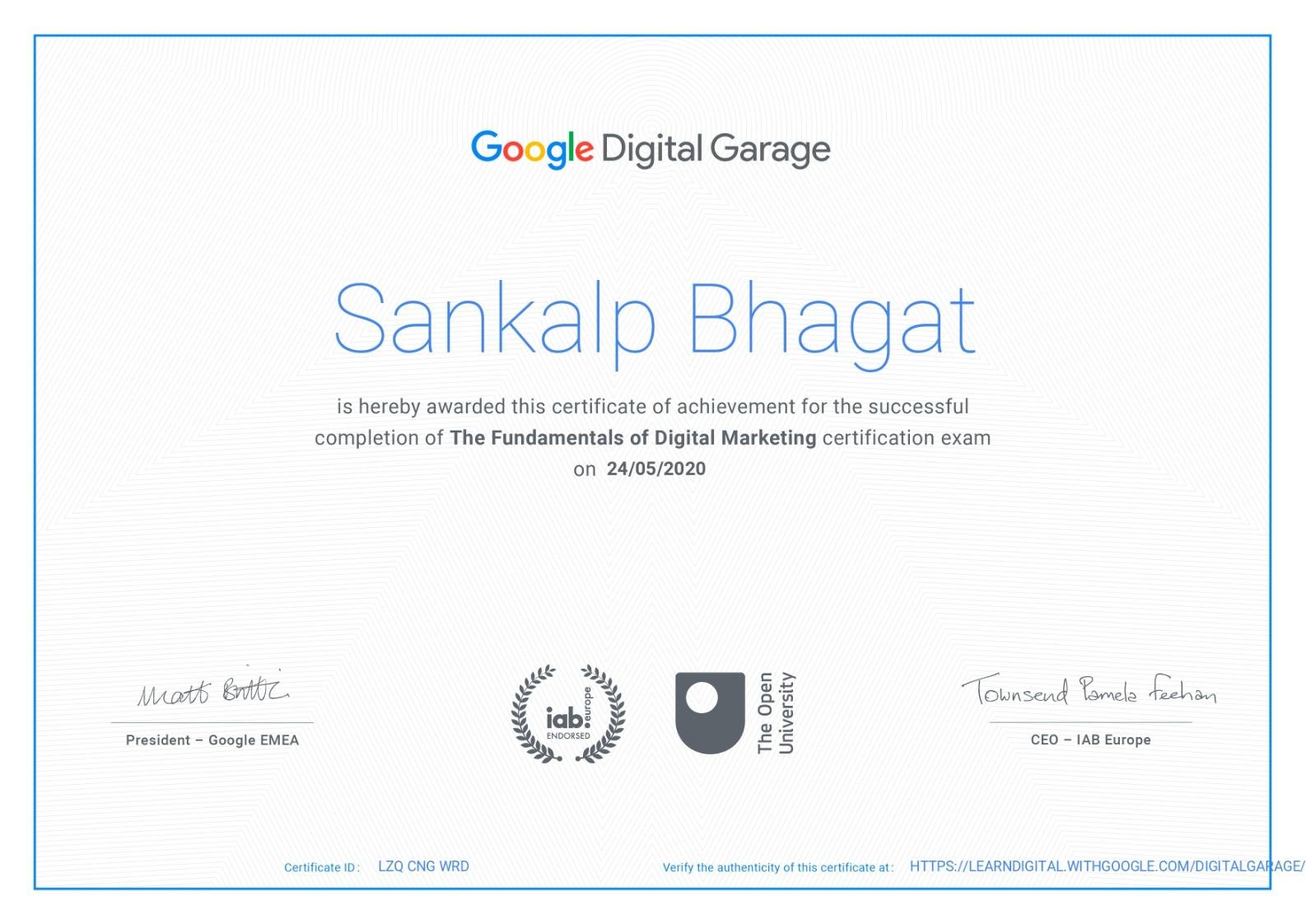 digital marketing certificate google