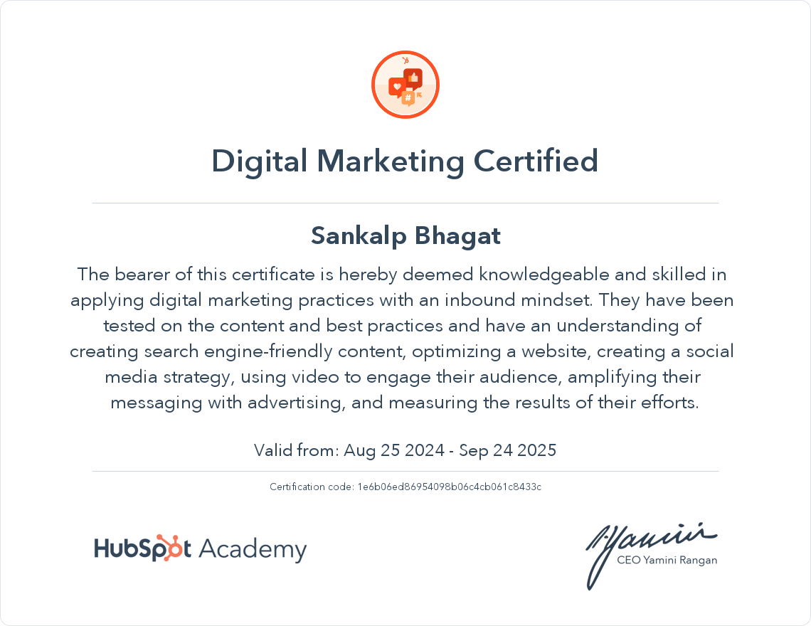 digital marketing certificate hubspot academy