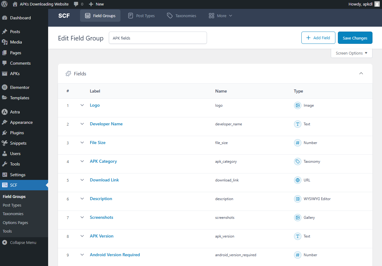 apk site fields
