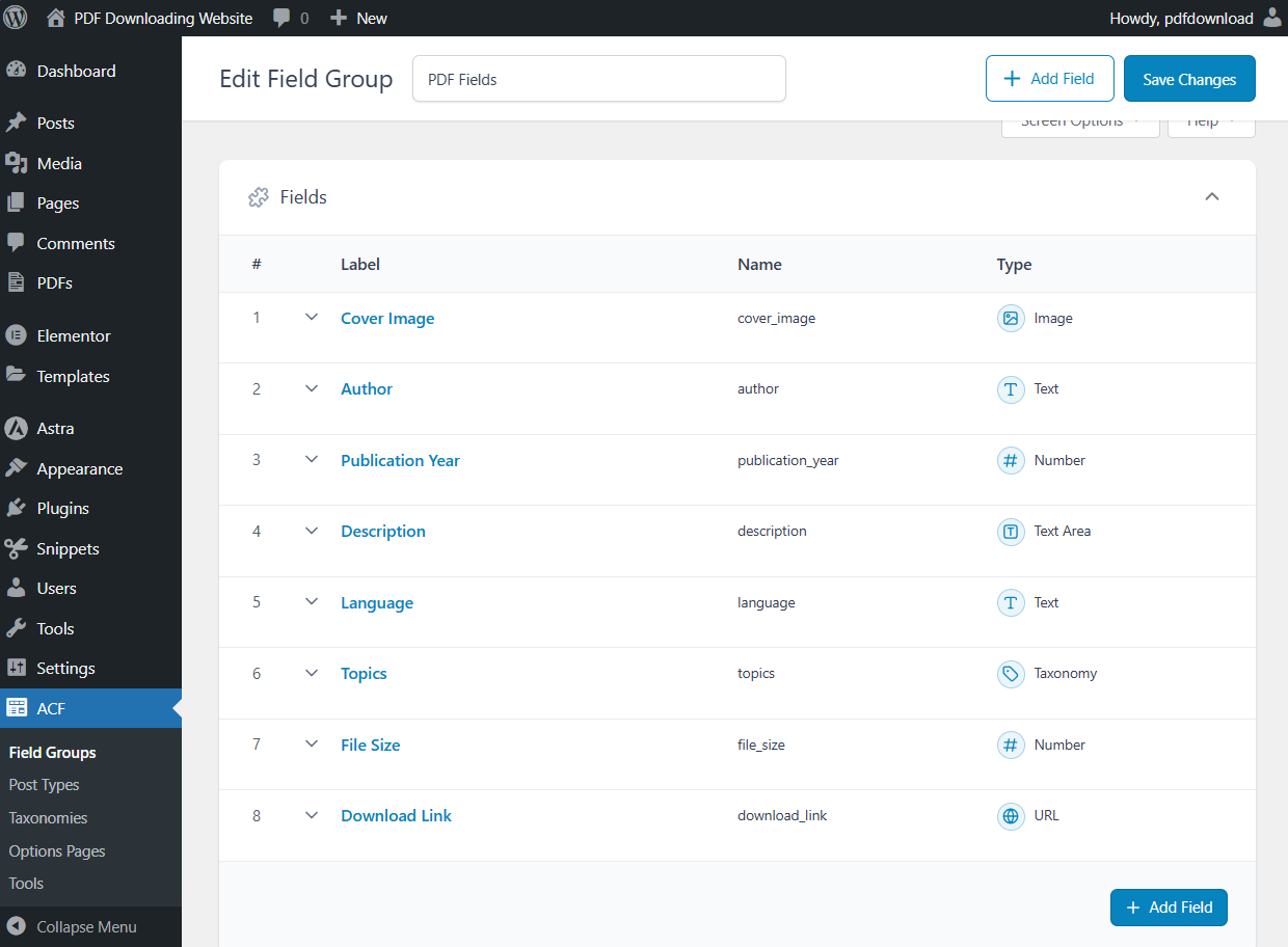 pdfsite fields