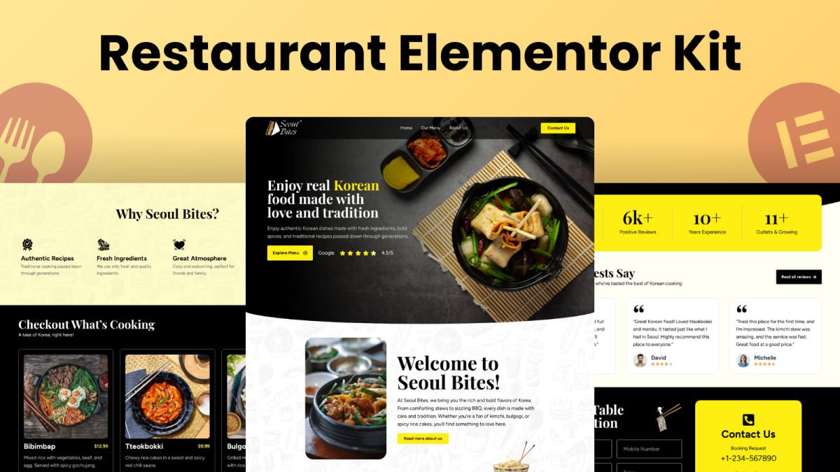 restaurant website elementor kit