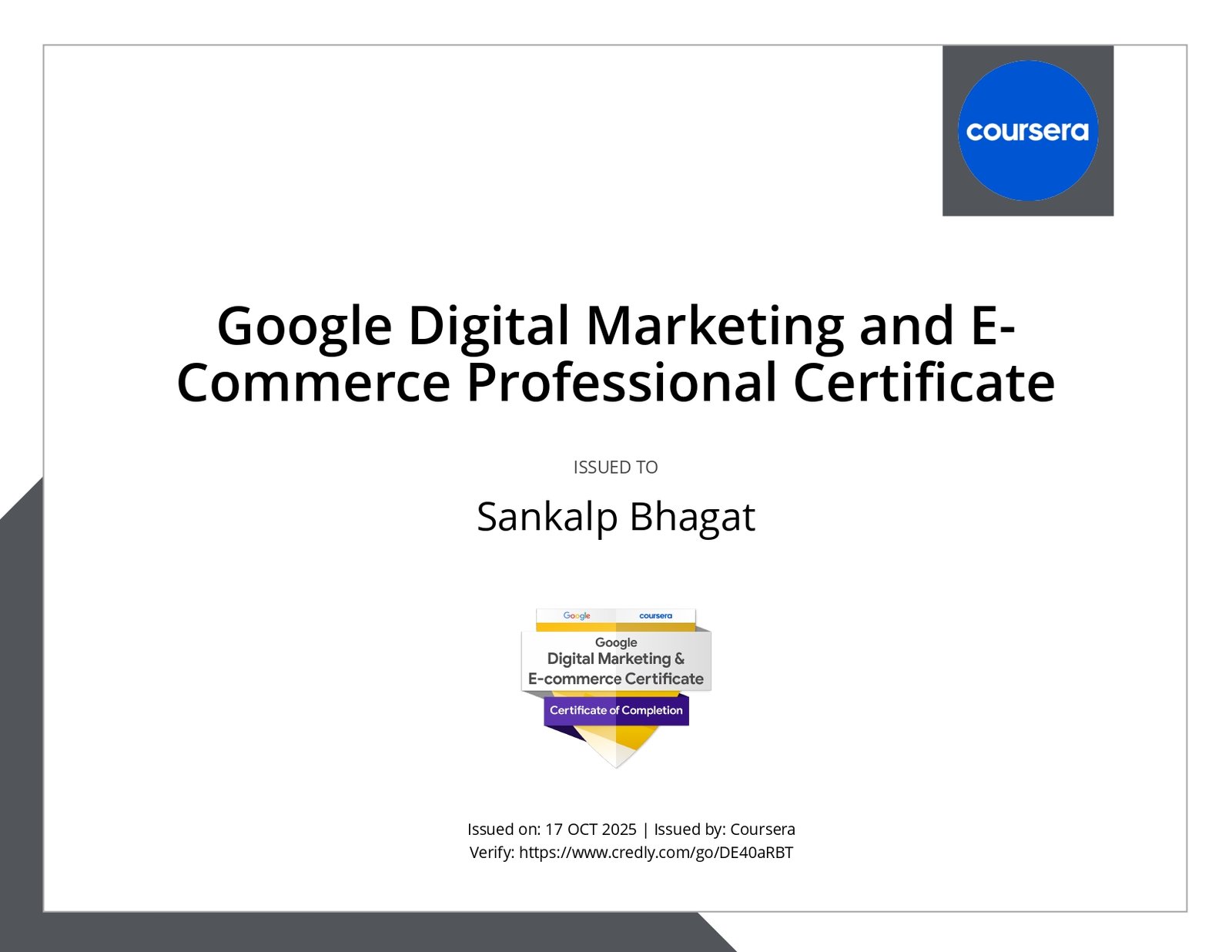 digital marketing certificate coursera