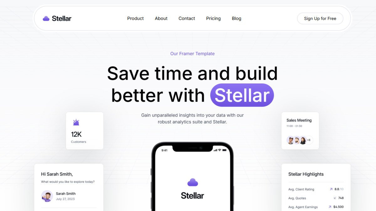 stellar landing page
