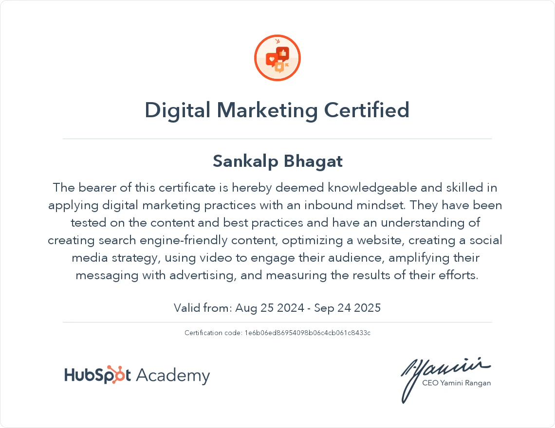 digital marketing certificate hubspot academy