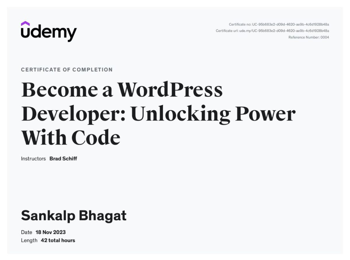 wordpress developer certificate